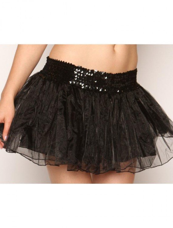Sequin Petticoat Skirt - Black