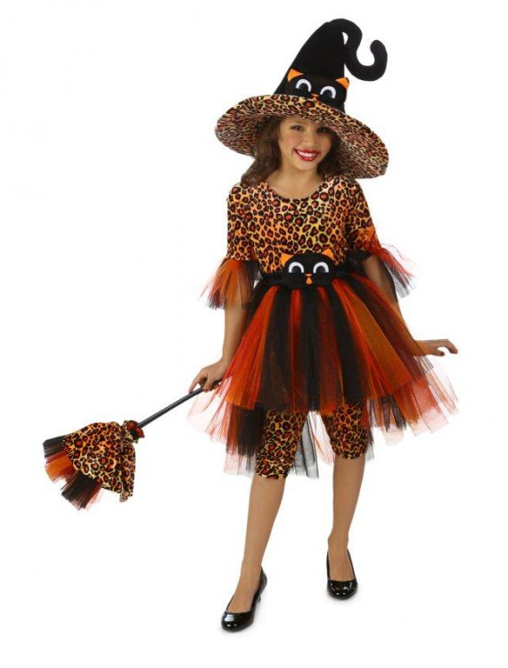 Deluxe Orange Kitty Witch Kids Costume