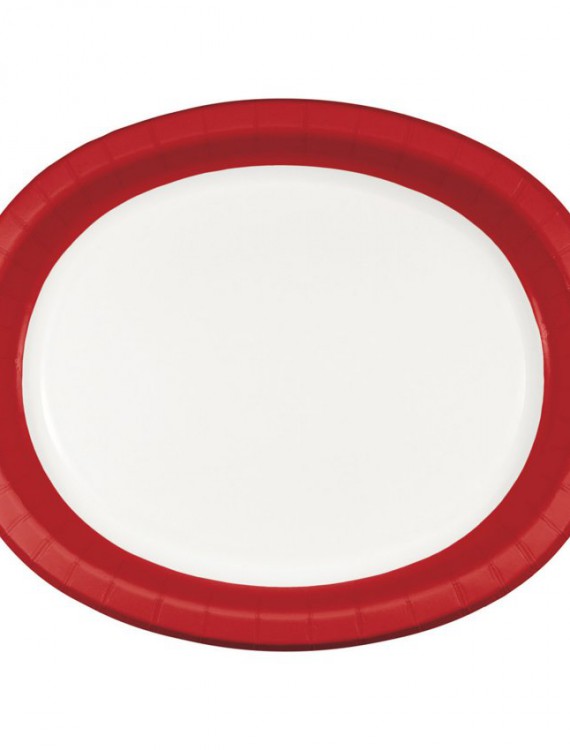 Classic Red Rim Oval Platters (8 count)