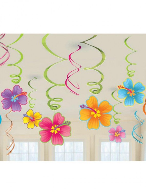 Luau Flowers Hanging Swirls Value Pack