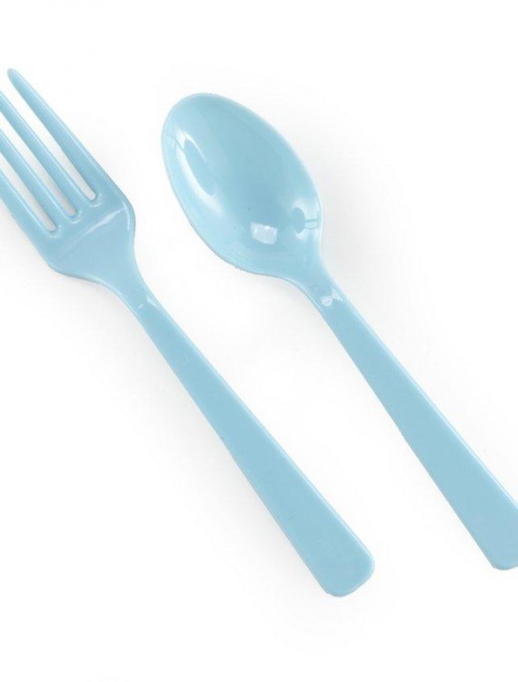 Light Blue Forks Spoons (8 each)