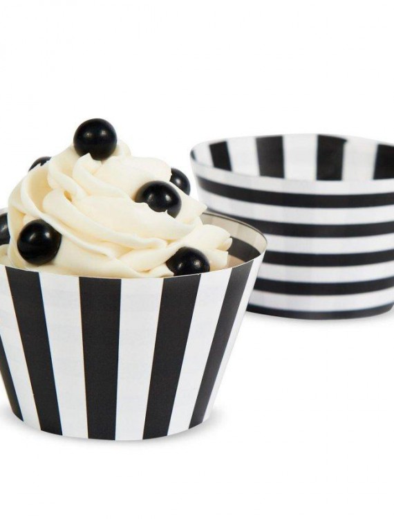 Black White Striped Reversible Cupcake Wrappers