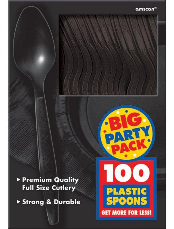 Black Big Party Pack - Spoons (100 count)