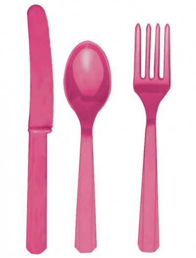 Bright Pink Forks  Knives Spoons (8 each)