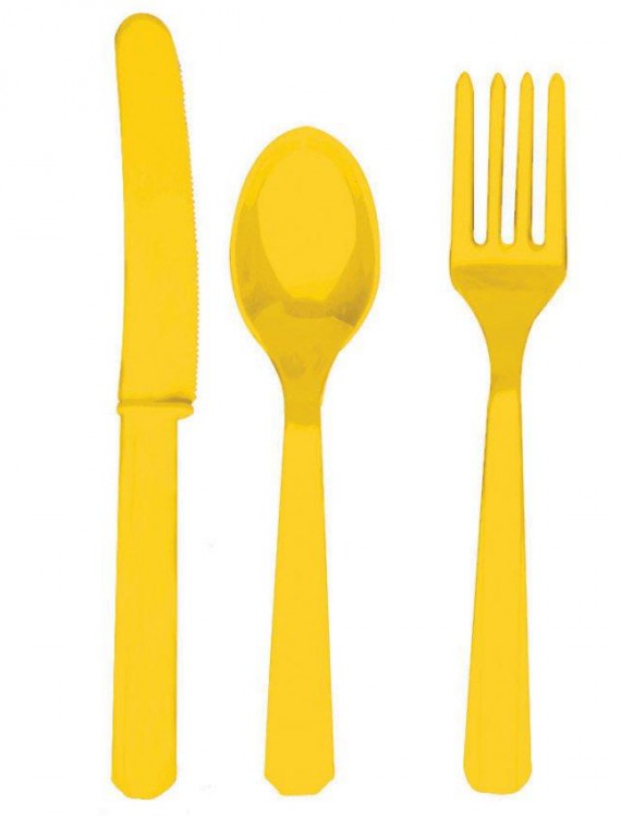 Yellow Sunshine Forks  Knives Spoons (8 each)